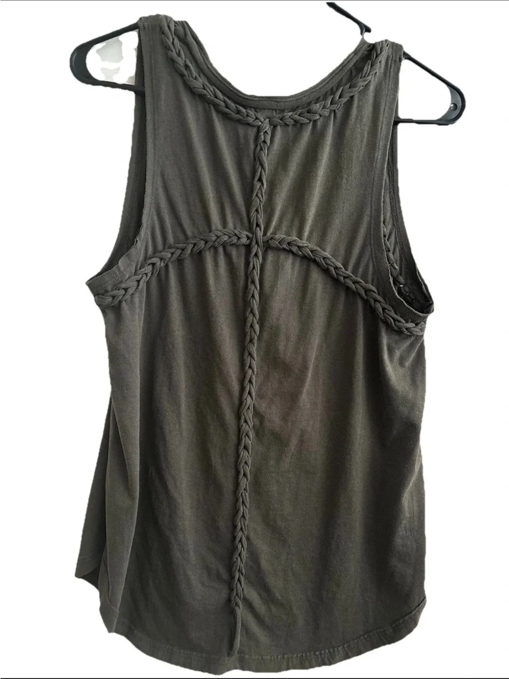 We the Free Women’s Braided-Trim Tank Top - Olive Green Medium *see measurements